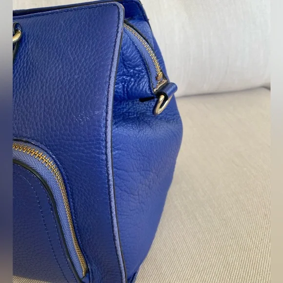 GENTLY LOVED Kate Spade blue pebble grain leather satchel with shoulder strap - Picture 7 of 12